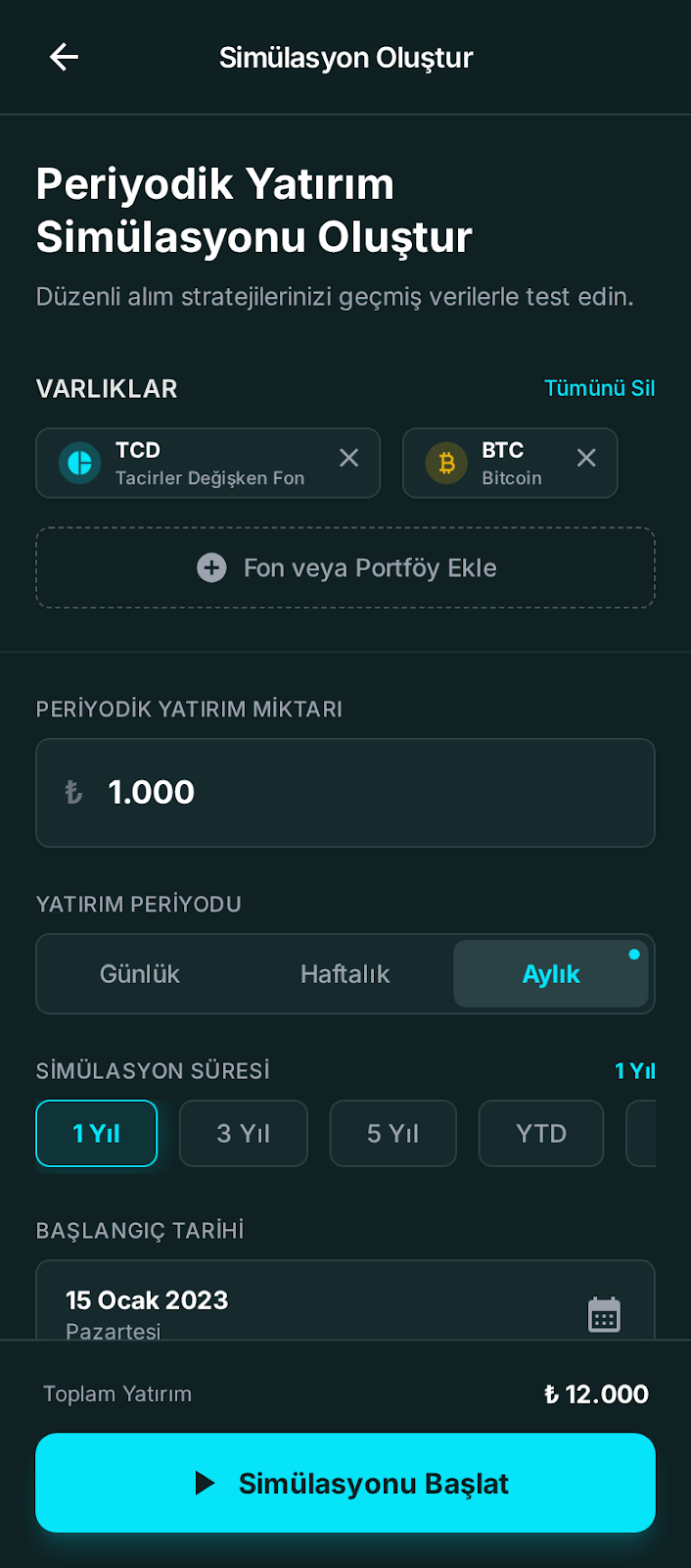 Sanal Portföy Oluştur